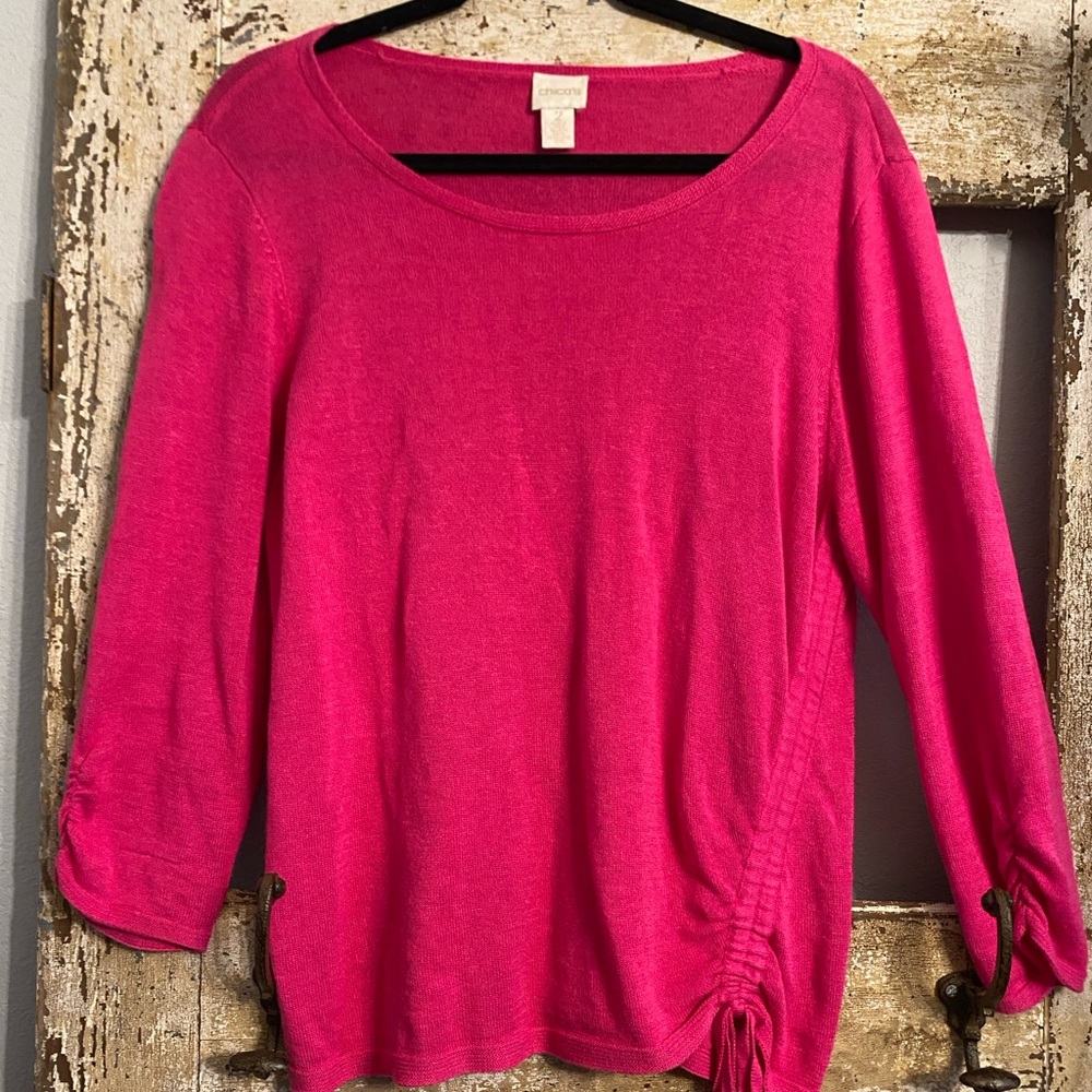 Chico’s Bright Pink Scoop Neck Lightweight Knit Top